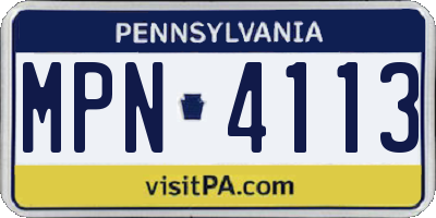PA license plate MPN4113
