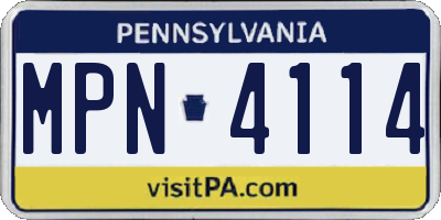 PA license plate MPN4114