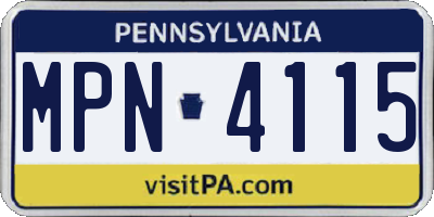 PA license plate MPN4115