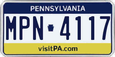 PA license plate MPN4117