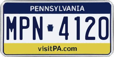 PA license plate MPN4120