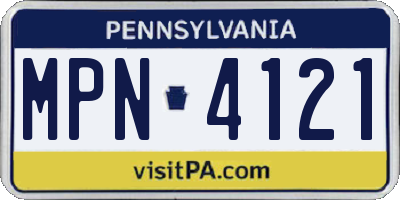 PA license plate MPN4121