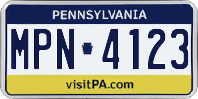 PA license plate MPN4123