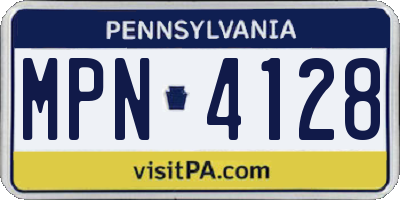 PA license plate MPN4128