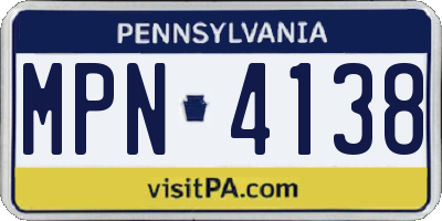 PA license plate MPN4138