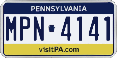 PA license plate MPN4141