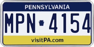 PA license plate MPN4154