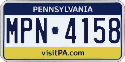 PA license plate MPN4158
