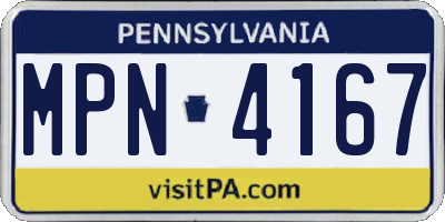 PA license plate MPN4167