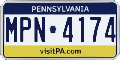 PA license plate MPN4174