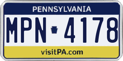 PA license plate MPN4178