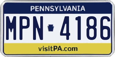 PA license plate MPN4186