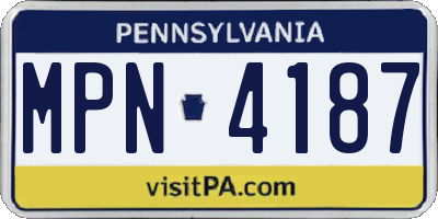 PA license plate MPN4187