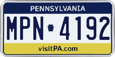 PA license plate MPN4192