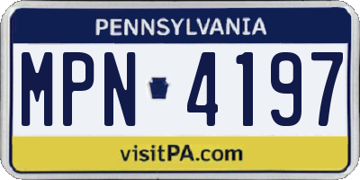 PA license plate MPN4197