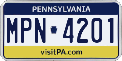 PA license plate MPN4201