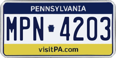 PA license plate MPN4203