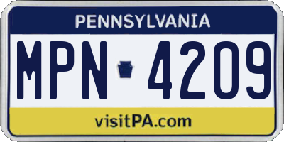 PA license plate MPN4209