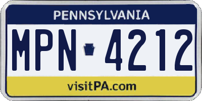 PA license plate MPN4212