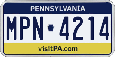 PA license plate MPN4214