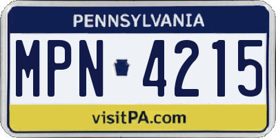 PA license plate MPN4215
