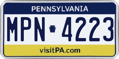 PA license plate MPN4223