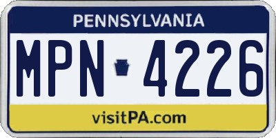 PA license plate MPN4226