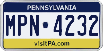 PA license plate MPN4232