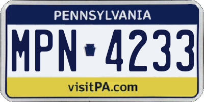 PA license plate MPN4233