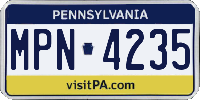 PA license plate MPN4235