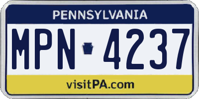 PA license plate MPN4237