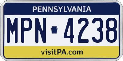 PA license plate MPN4238