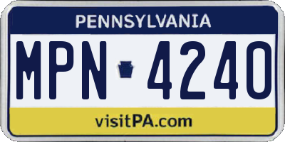 PA license plate MPN4240