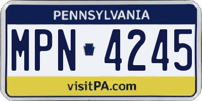 PA license plate MPN4245