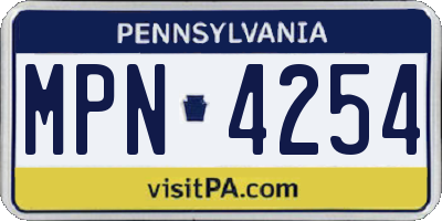 PA license plate MPN4254