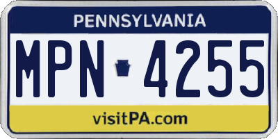 PA license plate MPN4255