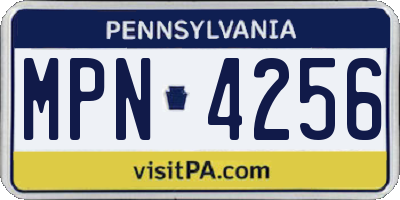 PA license plate MPN4256