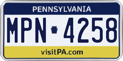 PA license plate MPN4258