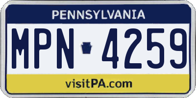 PA license plate MPN4259