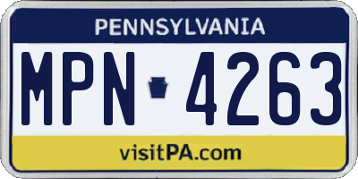 PA license plate MPN4263