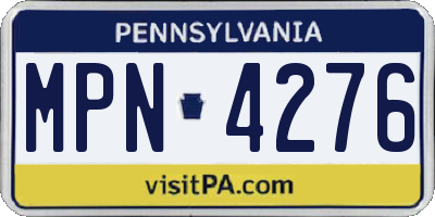 PA license plate MPN4276