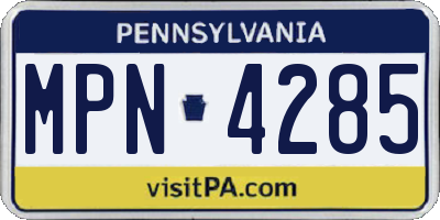 PA license plate MPN4285