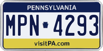 PA license plate MPN4293