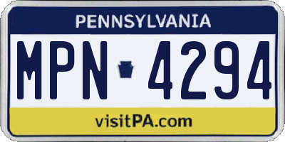 PA license plate MPN4294