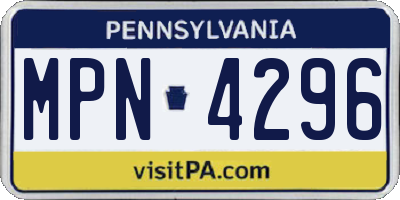 PA license plate MPN4296