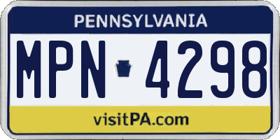 PA license plate MPN4298