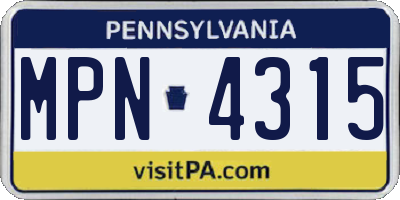 PA license plate MPN4315