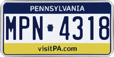 PA license plate MPN4318