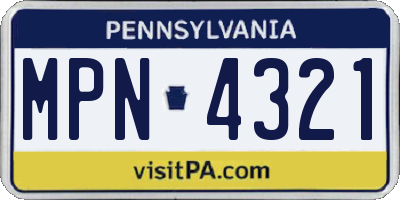 PA license plate MPN4321