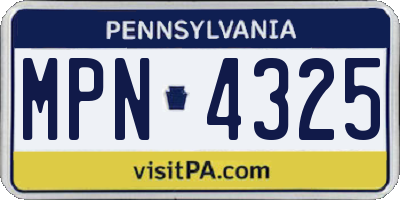 PA license plate MPN4325